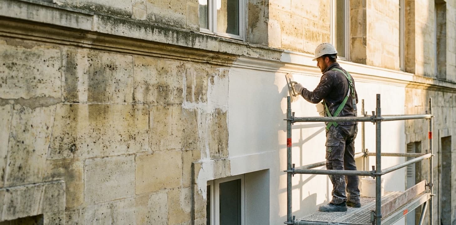 Chantier de ravalement de façade